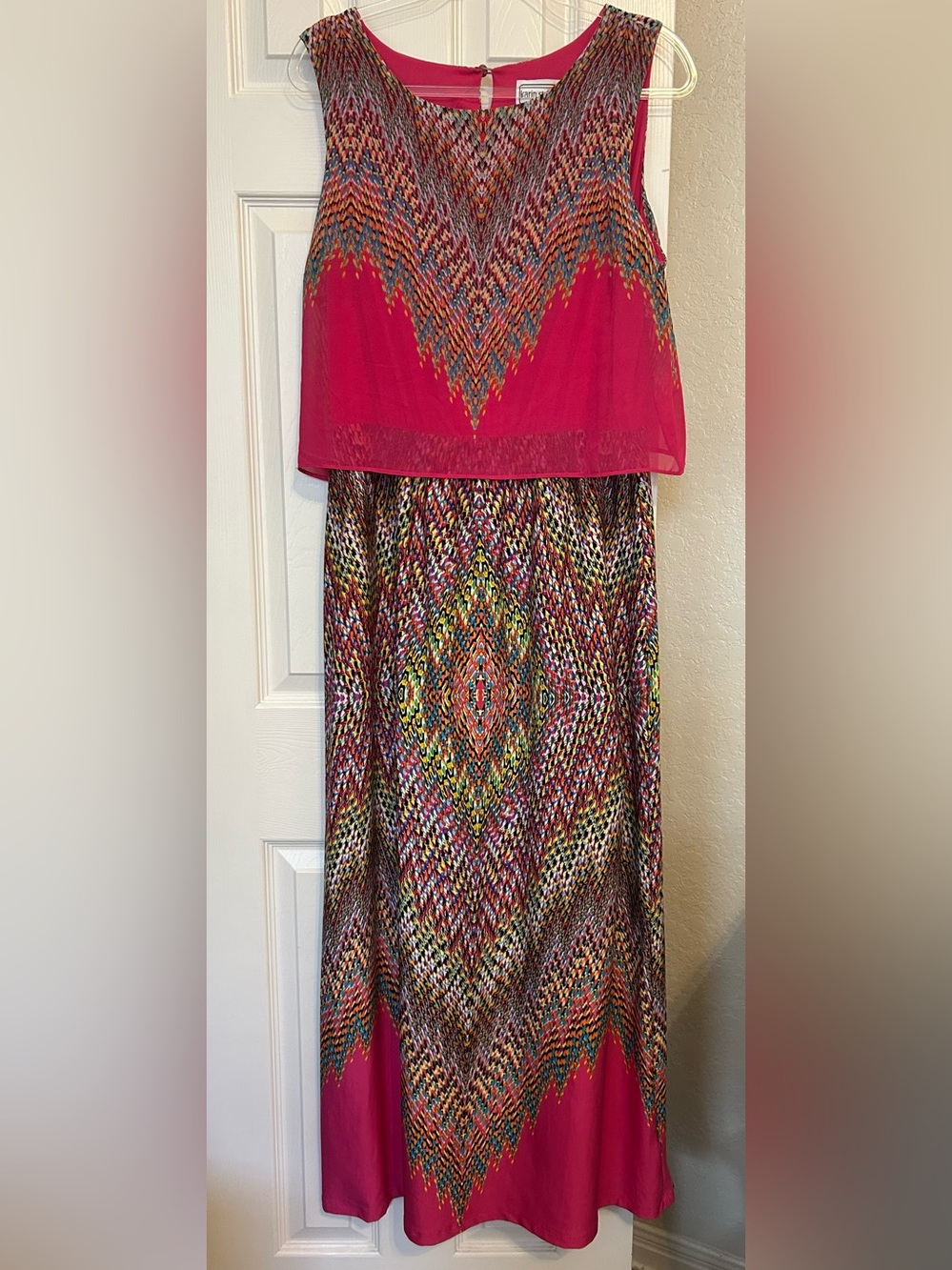 karin stevens Pink Multicolor Dress with sheer overlay